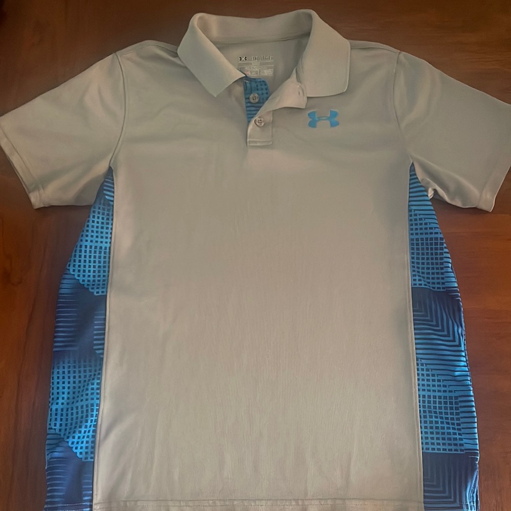 Grey and Blue Under Amour Polo